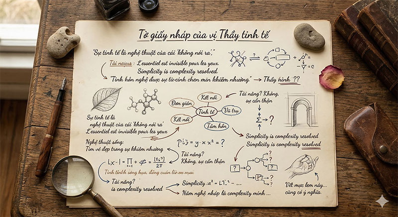 Tờ giấy nháp của vị Thầy tinh tế